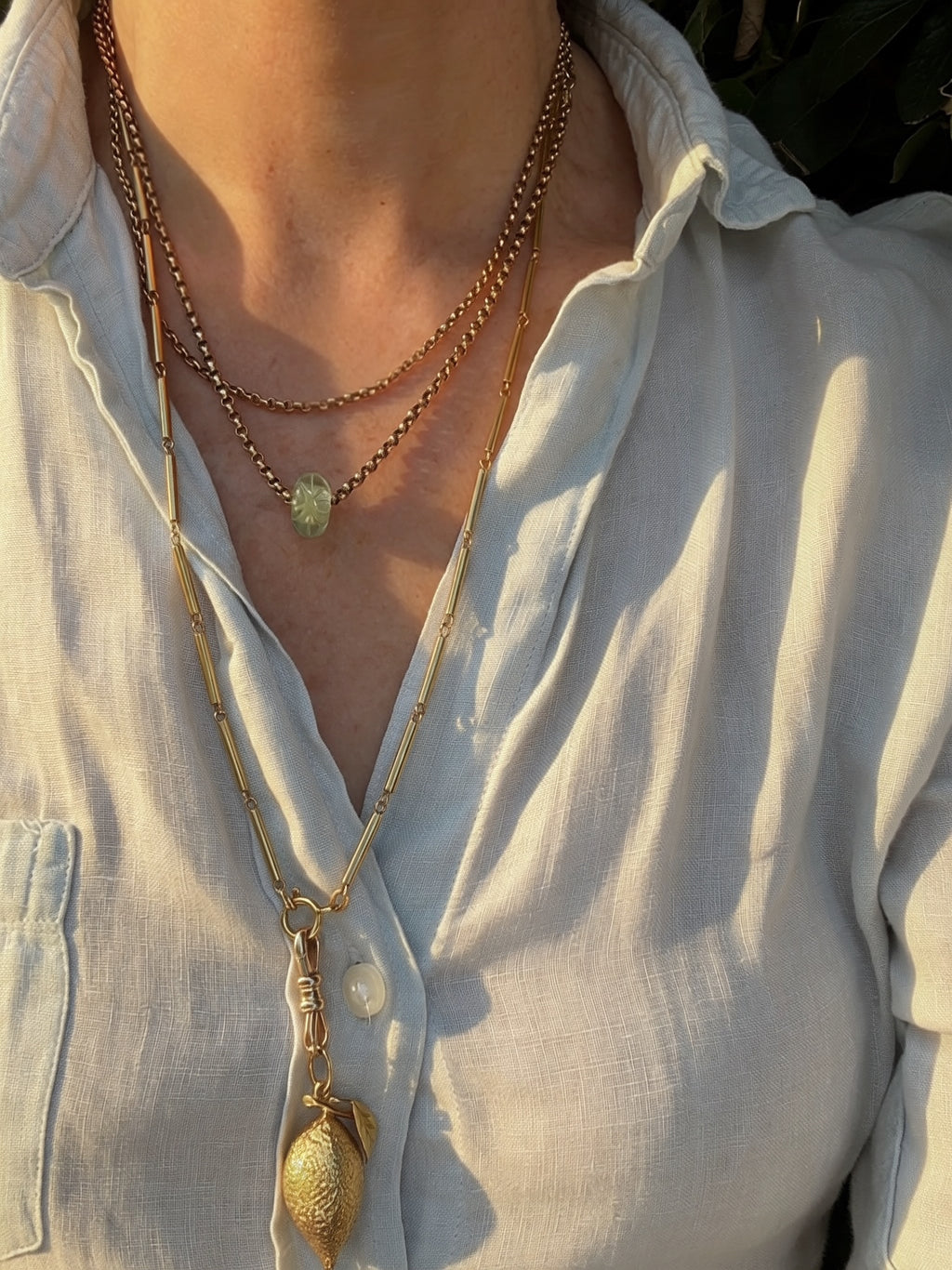 Vintage 18k Barrel Necklace