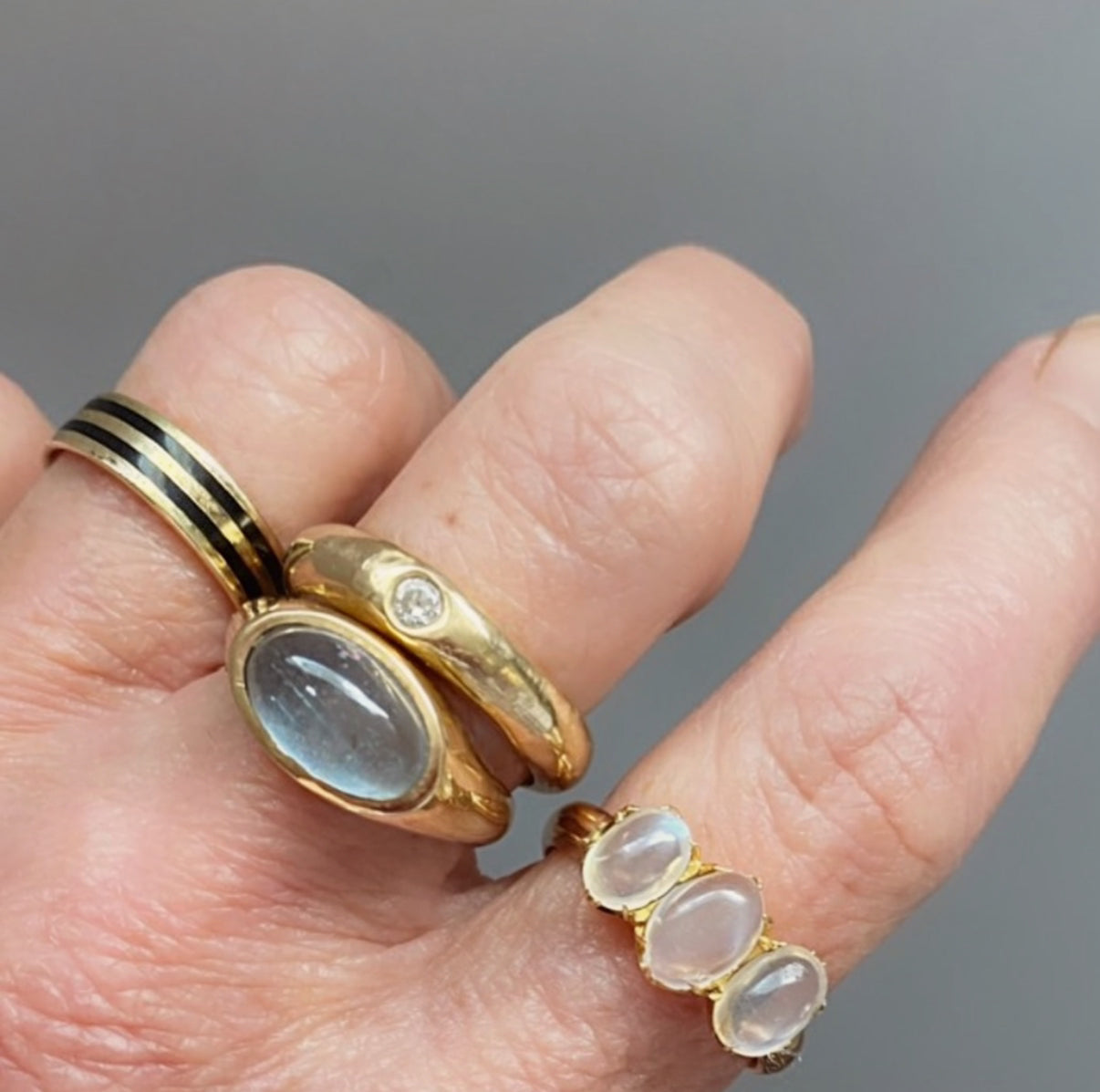 Contemporary Signet Ring with Aquamarine Cabochon