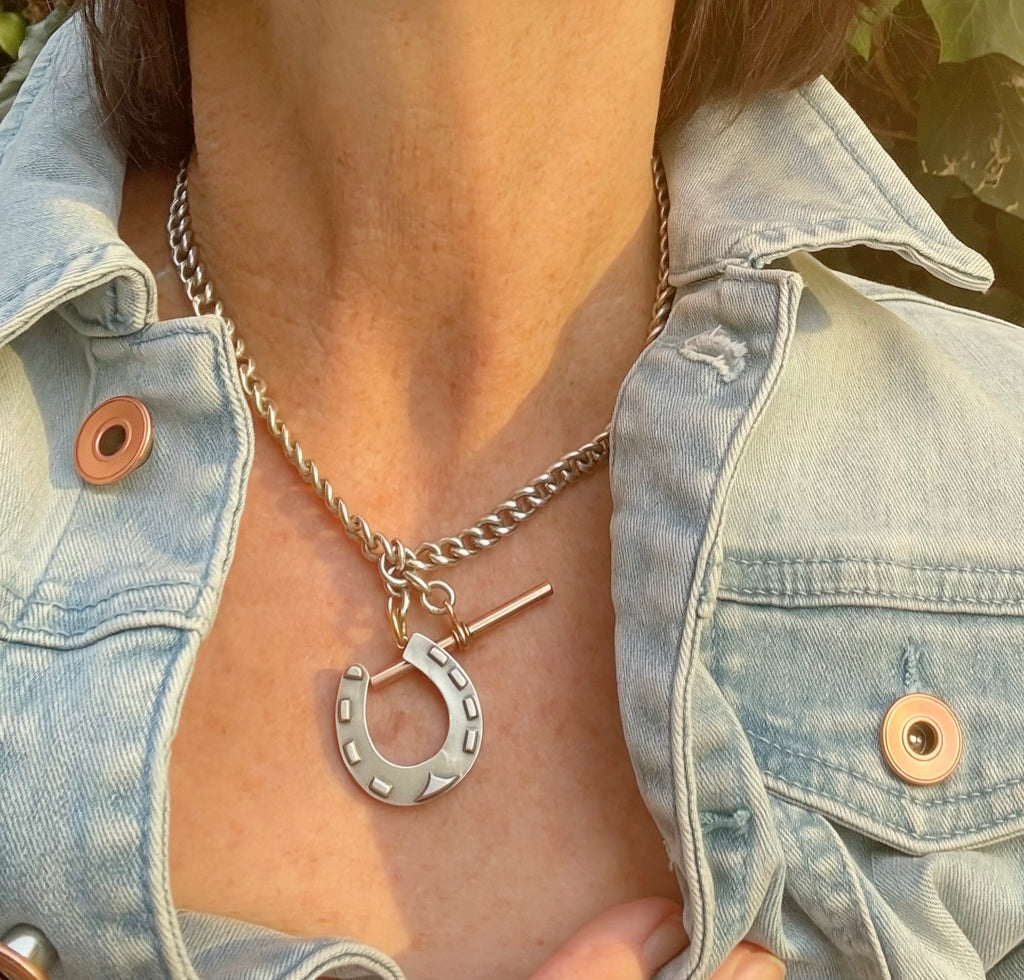 Antique Horseshoe pendant with tbar