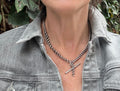 Antique Heavy Sterling Silver Double Albert Curb Watch Chain