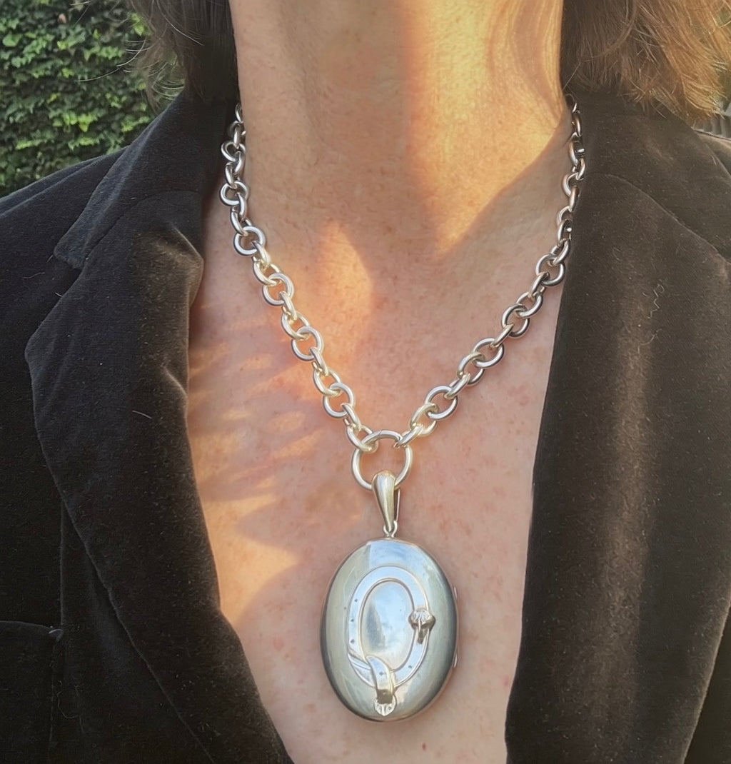 Vintage Tiffany Sterling Silver Cable Necklace with Open Heart Lock