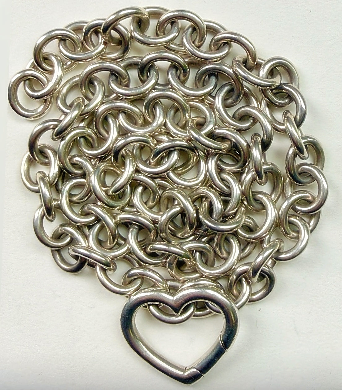 Vintage Tiffany Sterling Silver Cable Necklace with Open Heart Lock