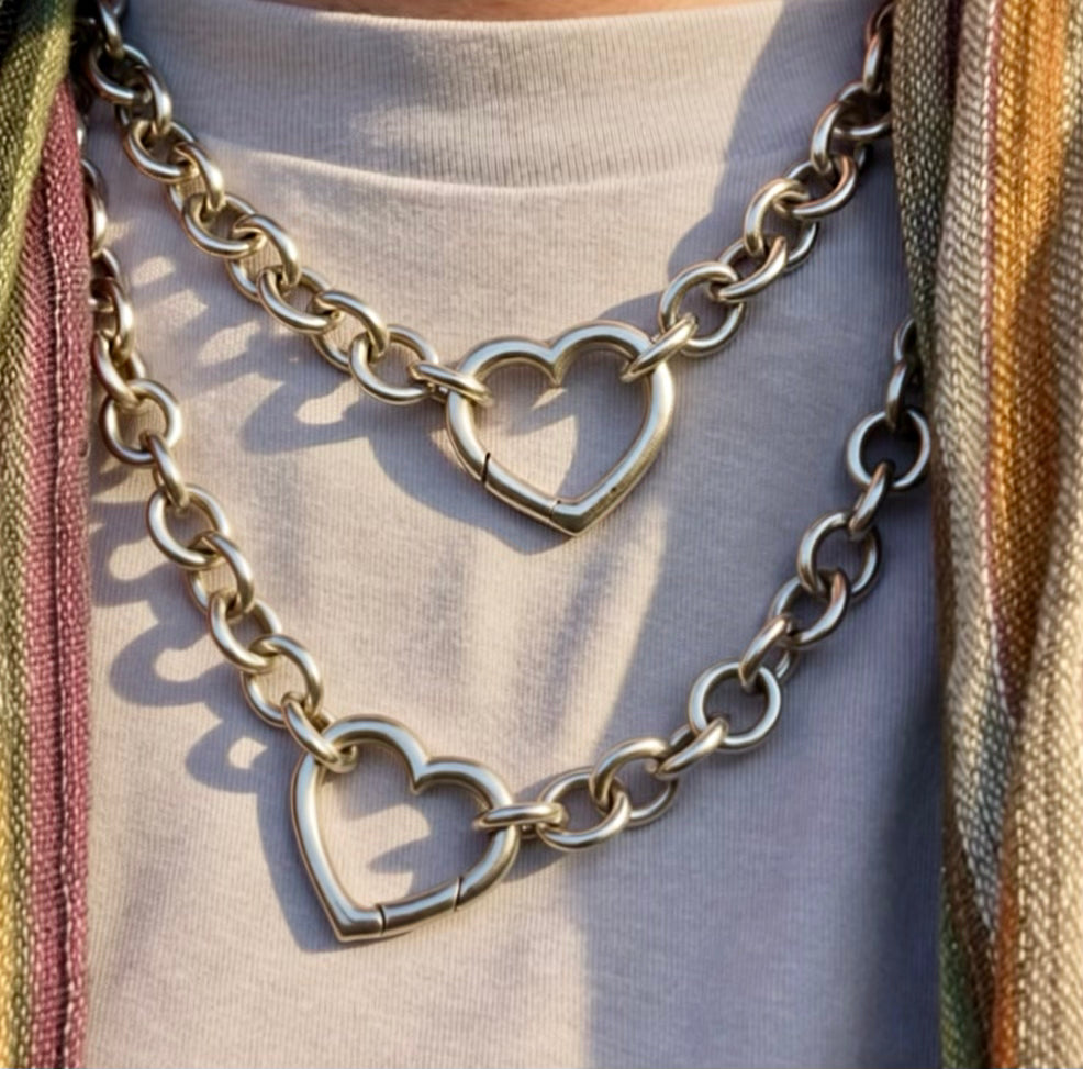 Vintage Tiffany Sterling Silver Cable Necklace with Open Heart Lock