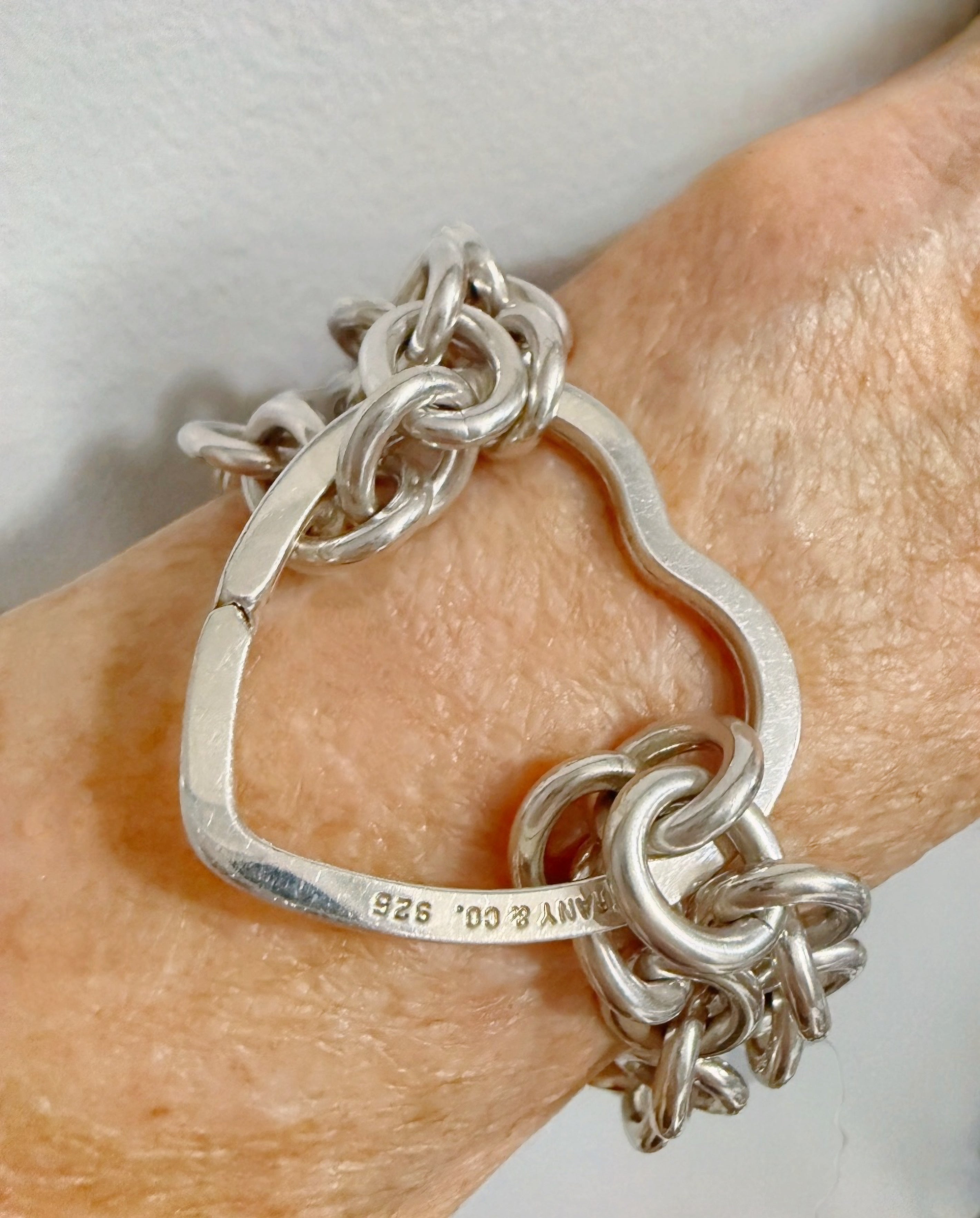 Vintage Tiffany Cable Link Necklace with Heart Split Ring Closure