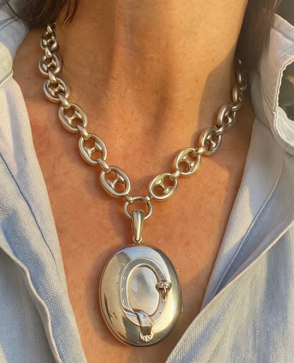 Antique Sterling Silver Buckle Locket