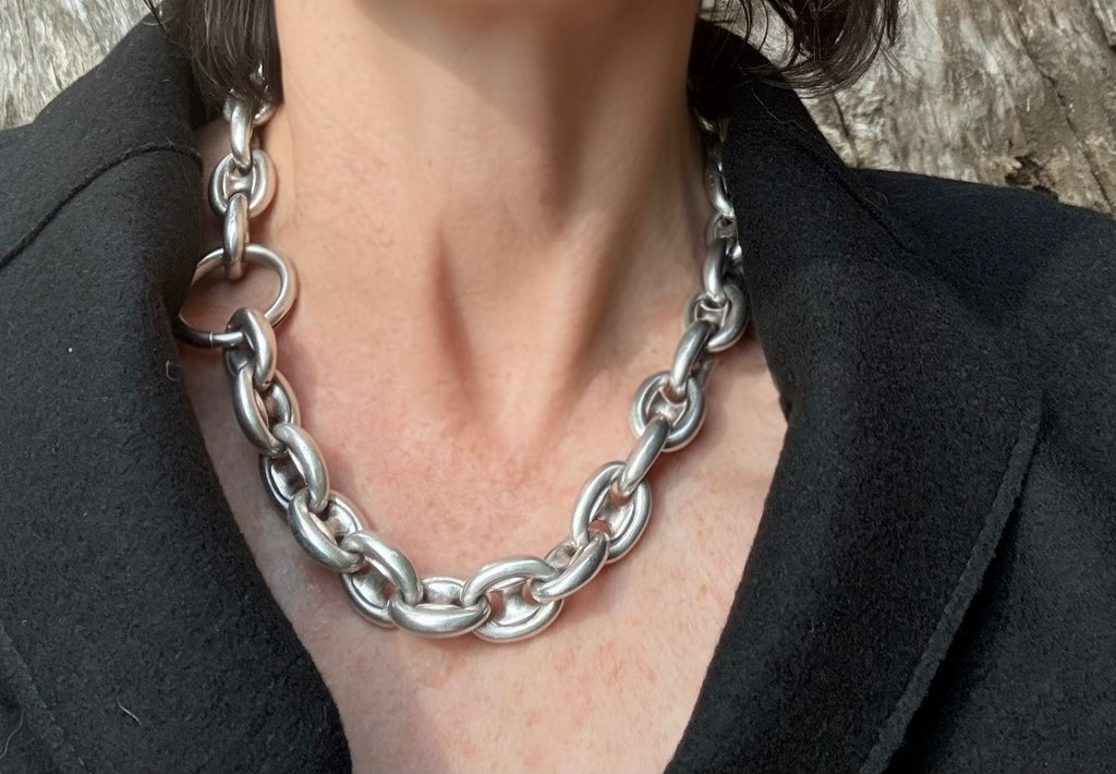 Antique Puffy Mariner Link Necklace