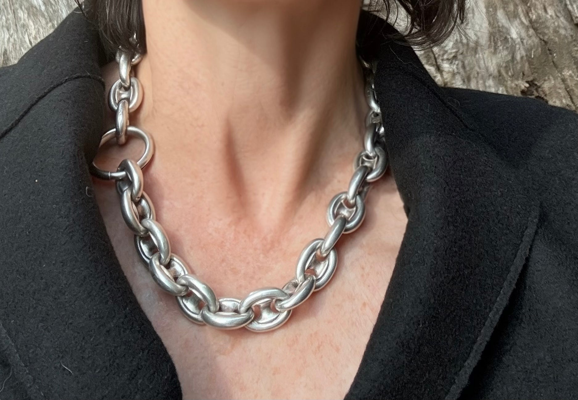 Antique Puffy Mariner Link Necklace