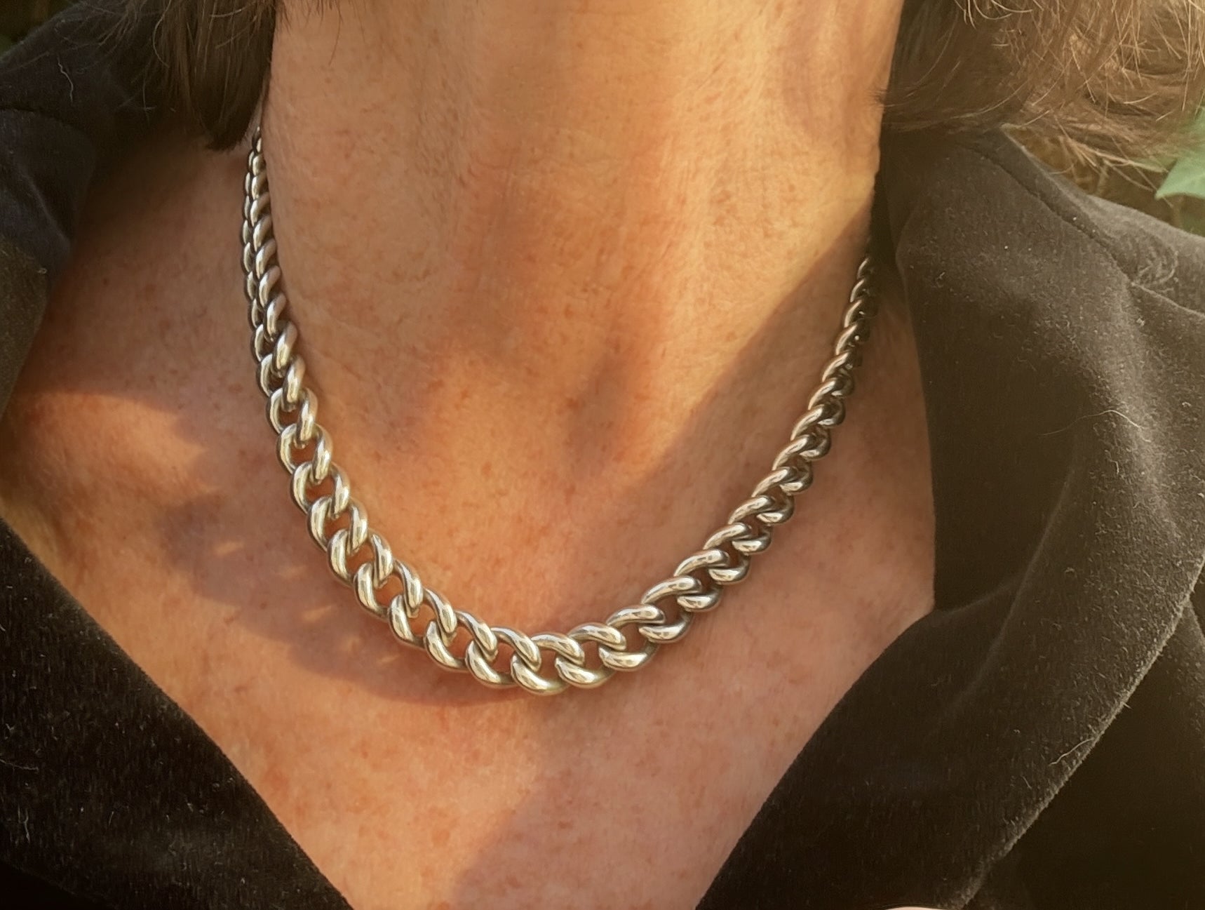 Antique Silver Tight Curb Watch Chain