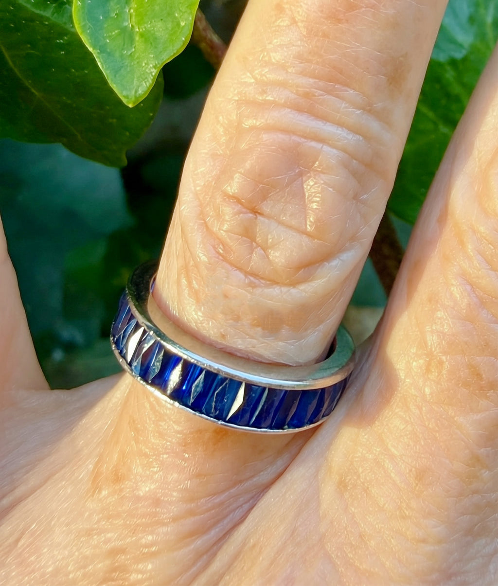 Vintage Sapphire and Platinum Eternity Ring