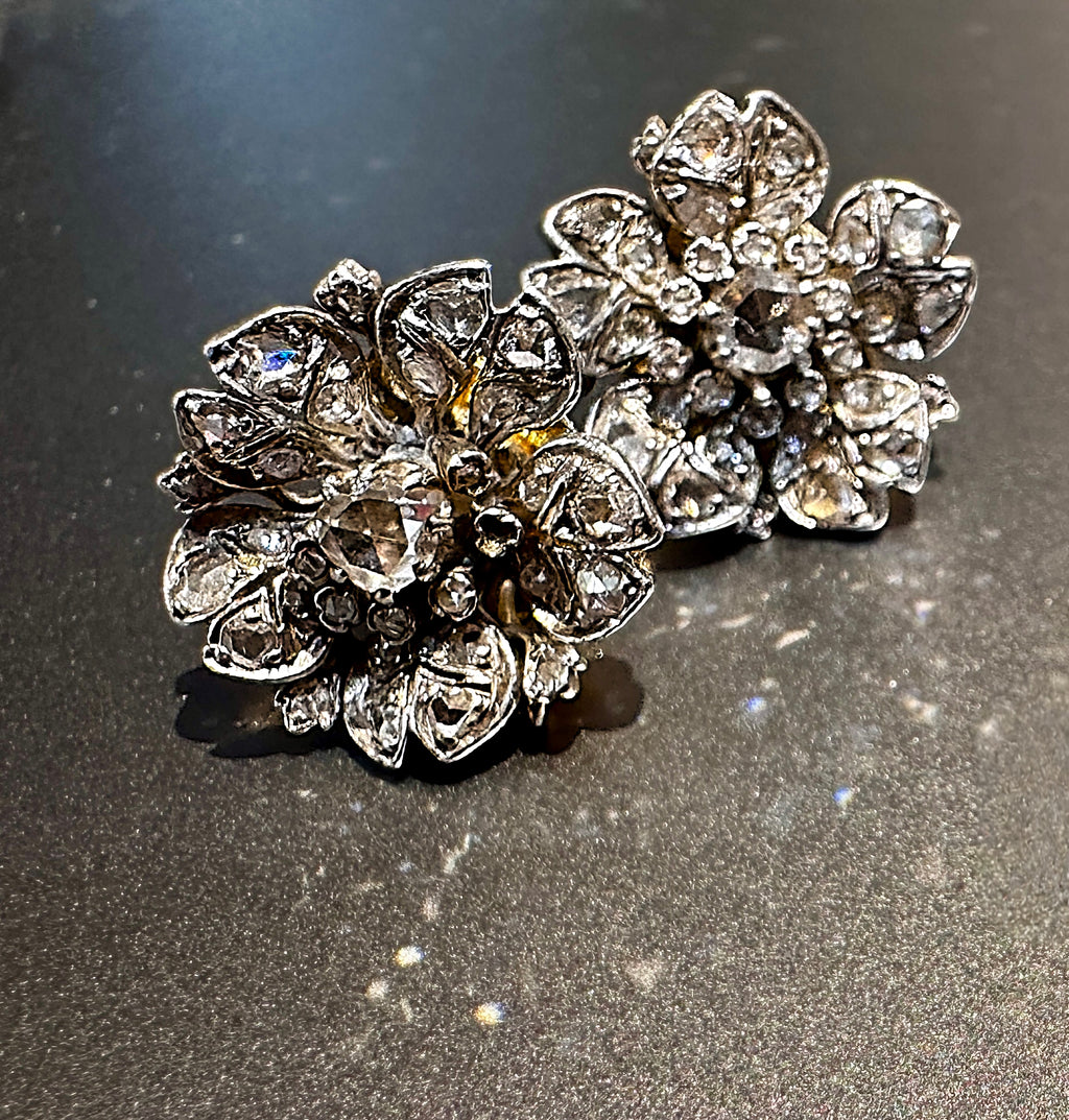 Antique Floral Diamond Earrings