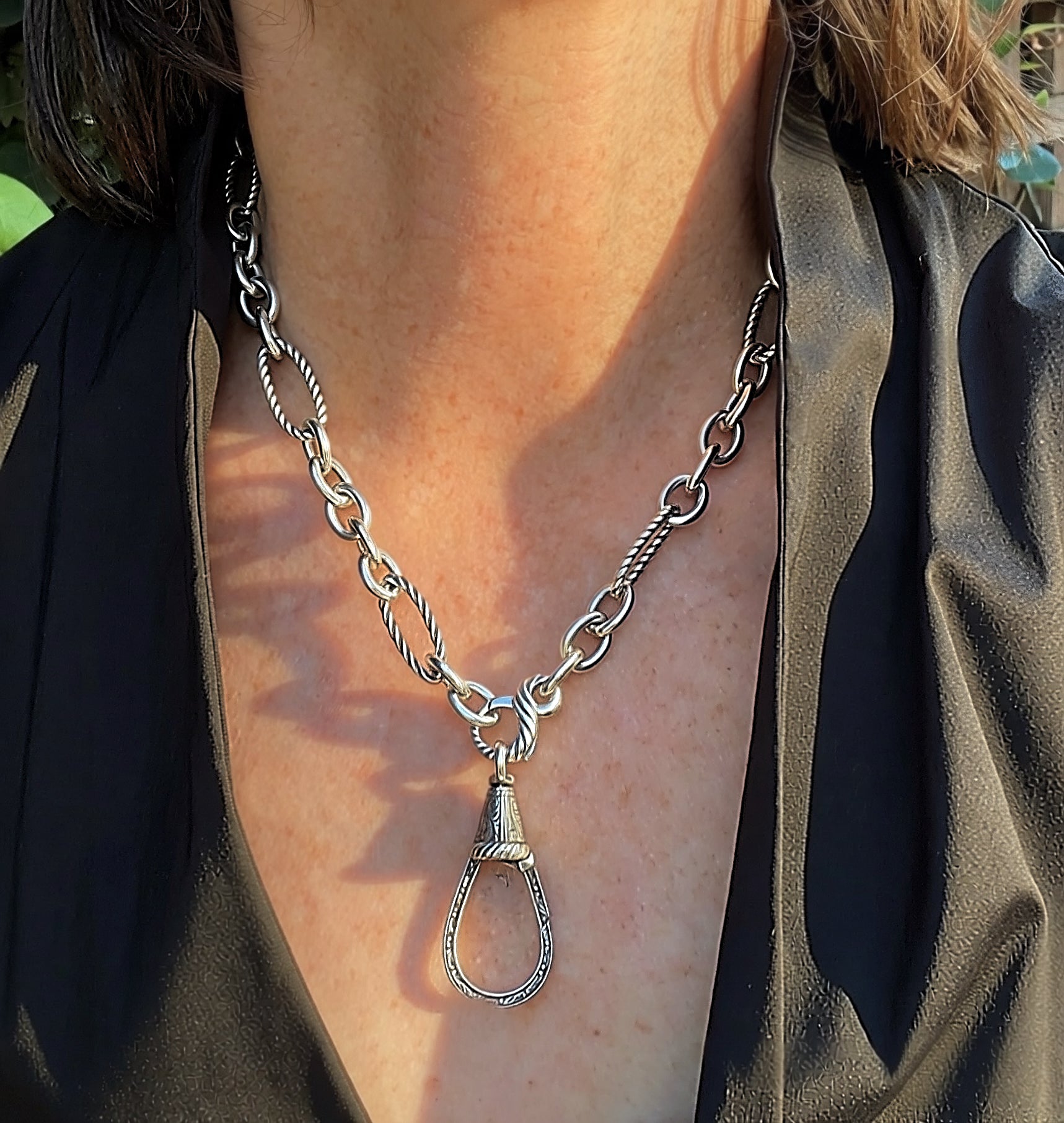 Vintage Designer Mixed Link Sterling Silver Chain