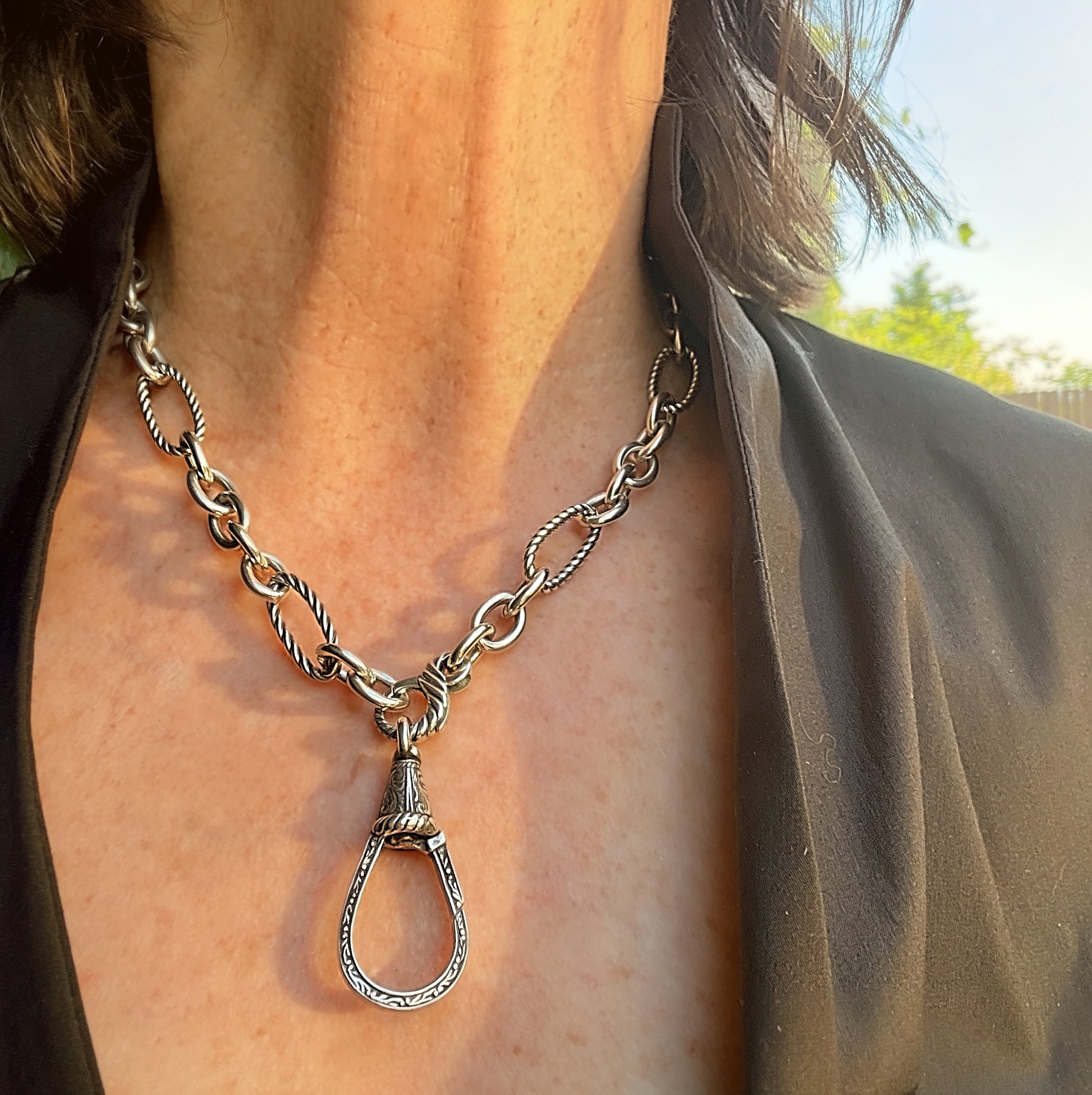 Jumbo Size Antique Sterling Silver Dog Clip