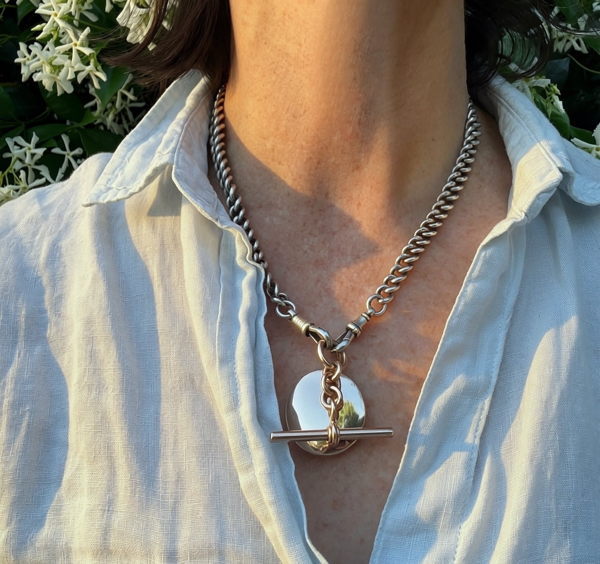 Antique 9k English Locket and T-bar Set