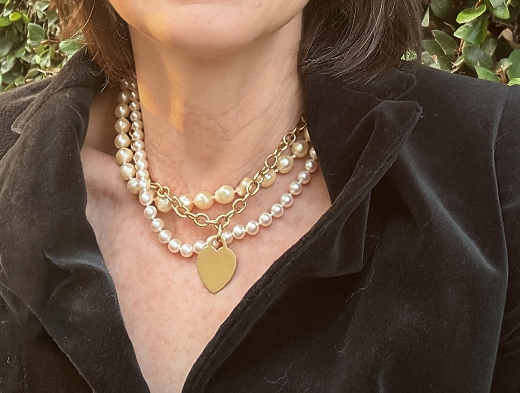 Vintage 18k Tiffany & Co. Cable Link Necklace with Heart Tag Pendant