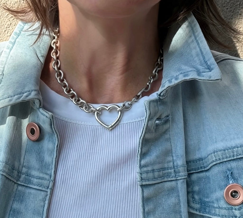 Vintage Tiffany & Co. Sterling Silver Cable Necklace with Clasping Heart Lock