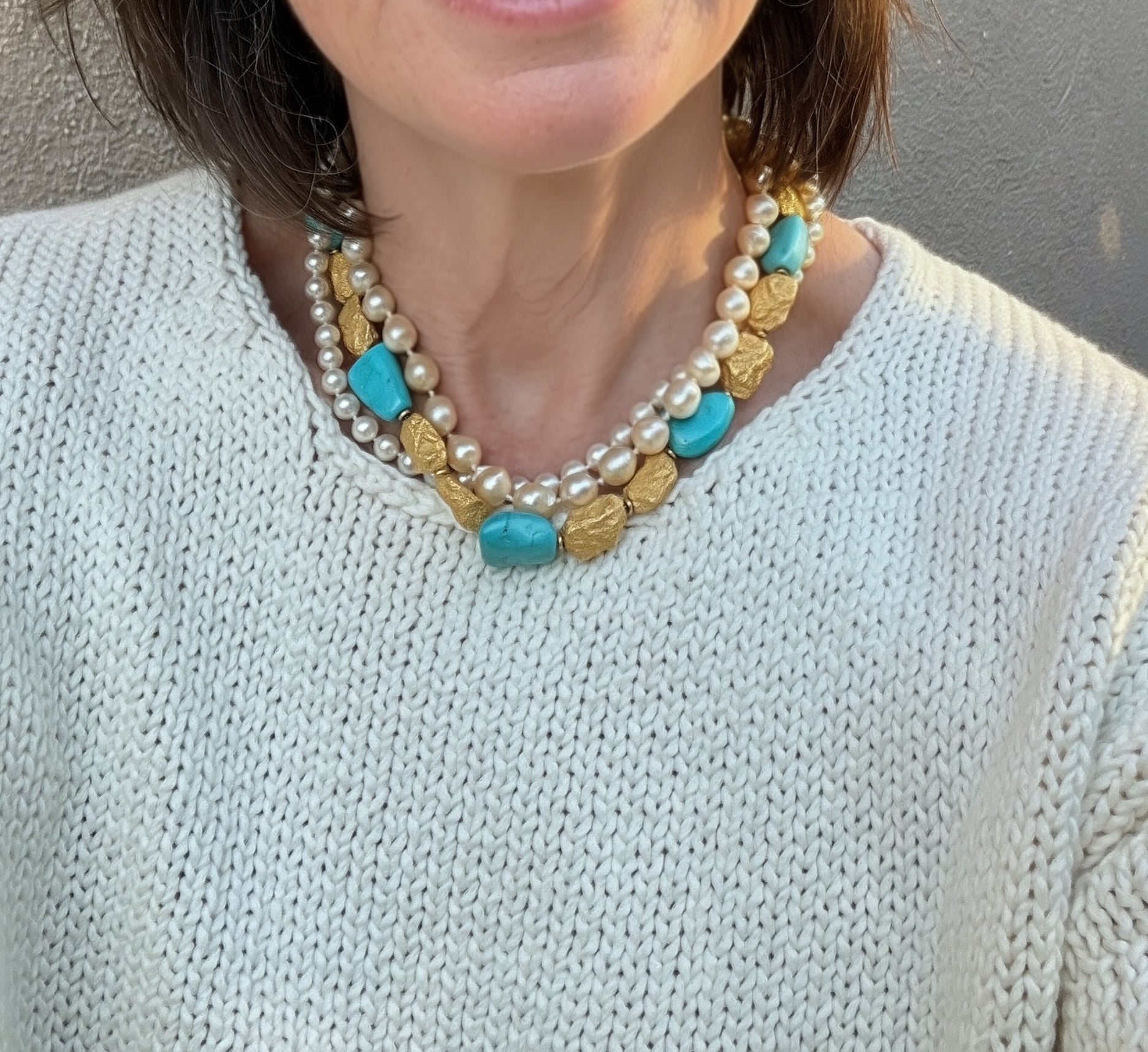 Vintage Roberto Coin 18k and Natural Turquoise Necklace