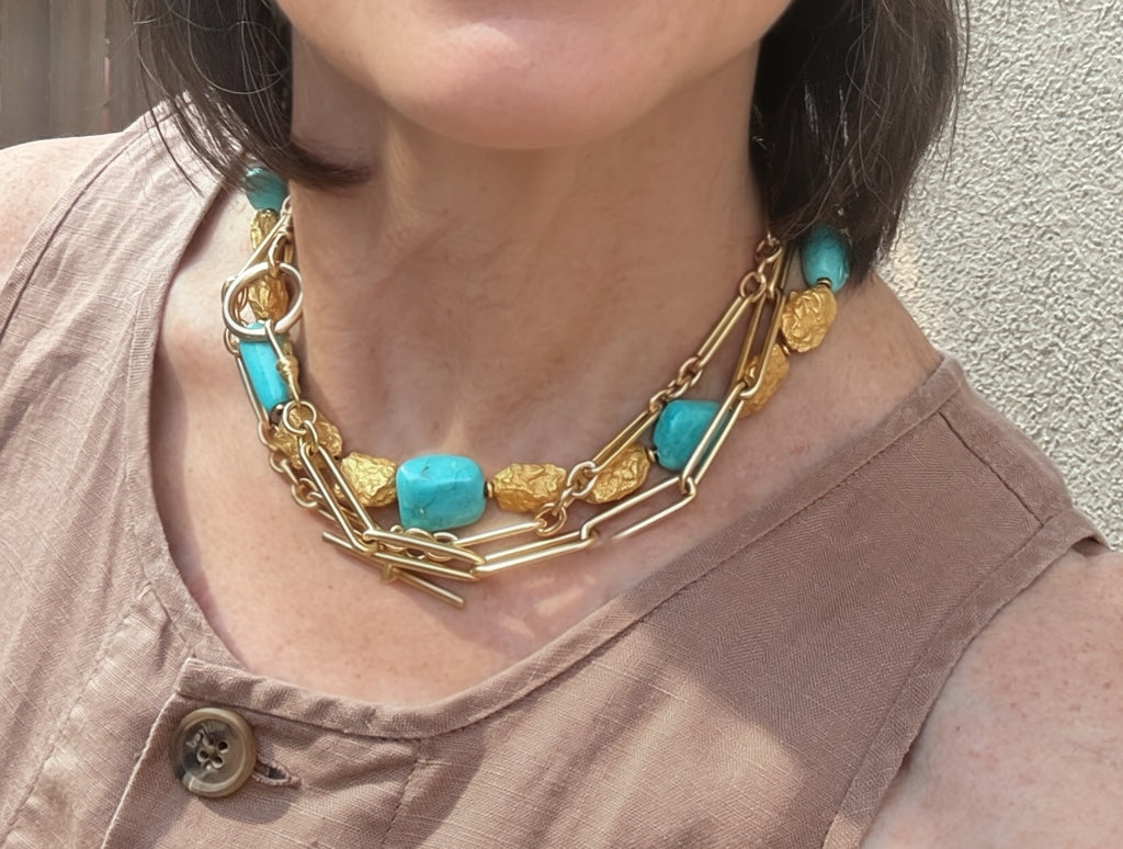 Vintage Roberto Coin 18k and Natural Turquoise Necklace