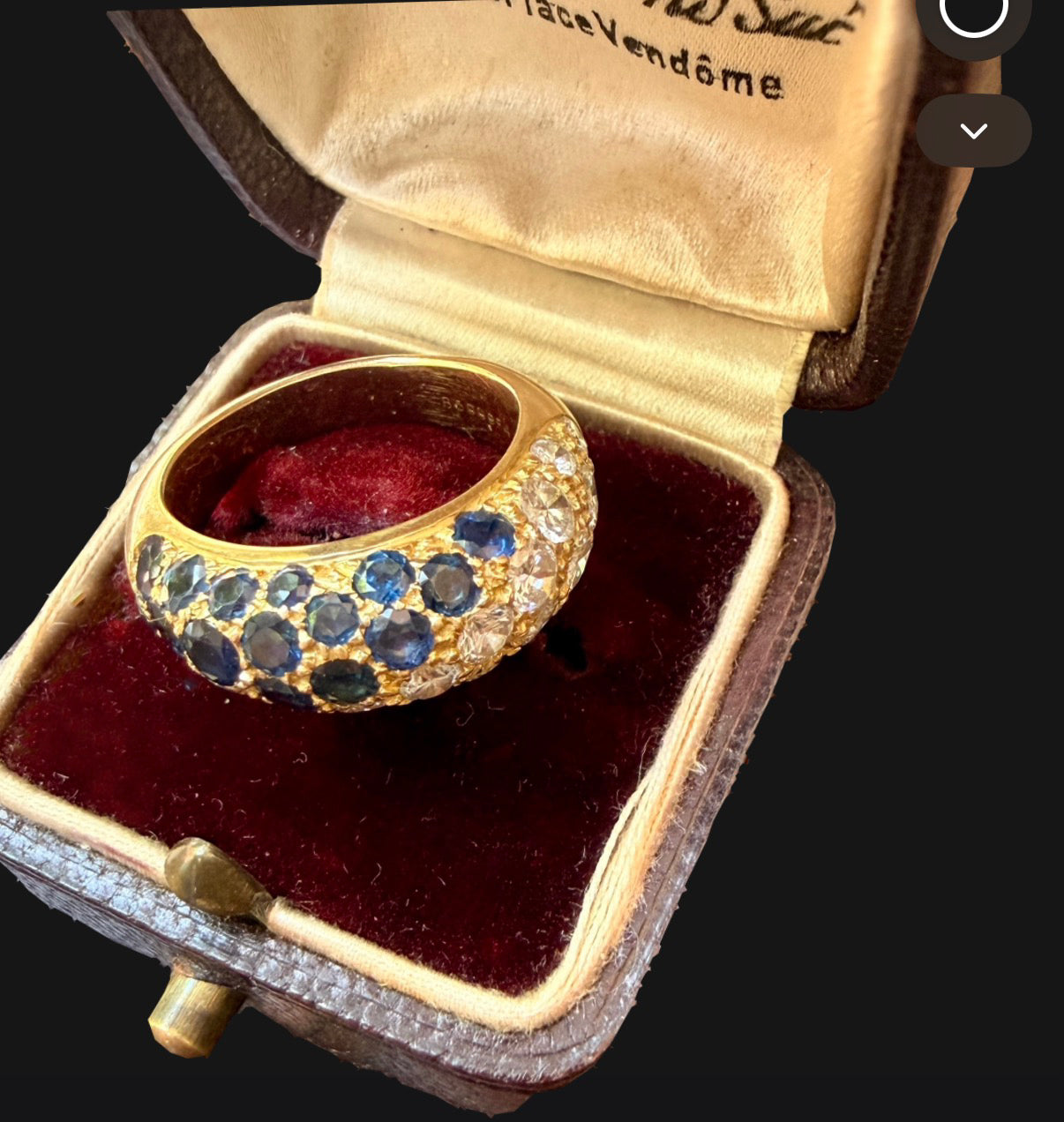 Vintage French Designer 18k Yellow Gold Pavé Donut Ring