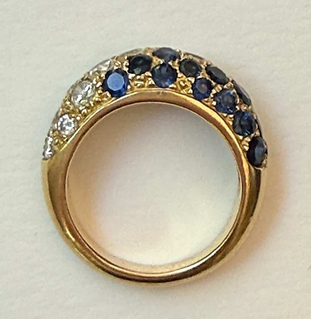 Vintage French Designer 18k Yellow Gold Pavé Donut Ring