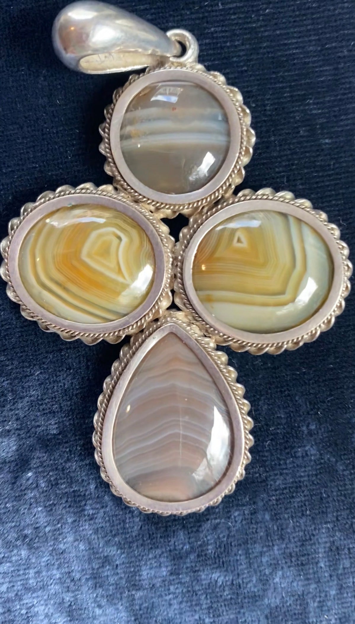 Antique Banded Agate Cross Pendant