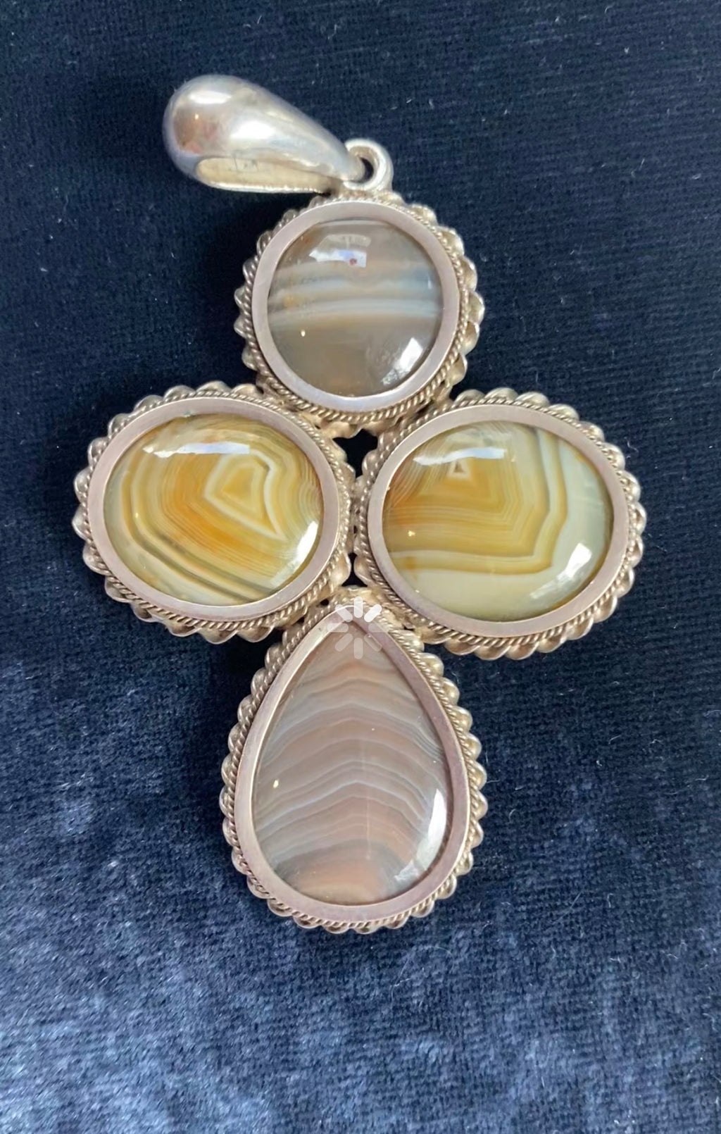 Antique Banded Agate Cross Pendant