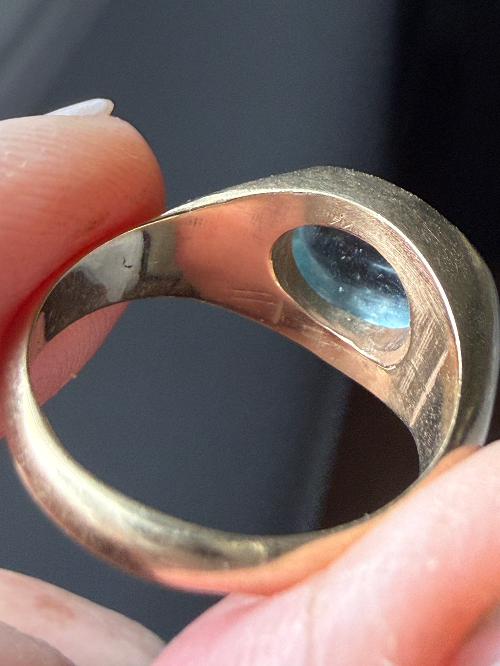 Contemporary Signet Ring with Aquamarine Cabochon