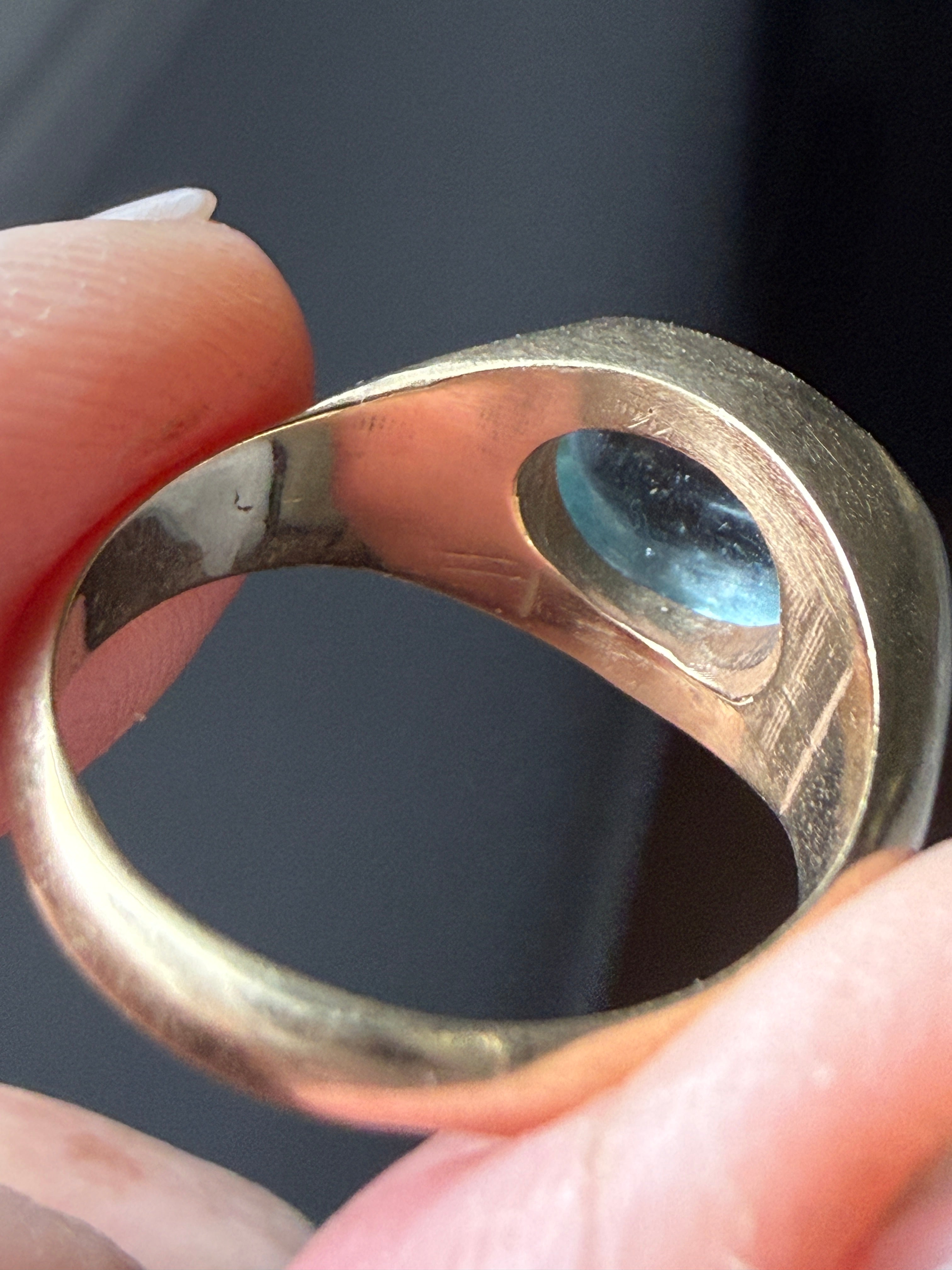 Contemporary Signet Ring with Aquamarine Cabochon