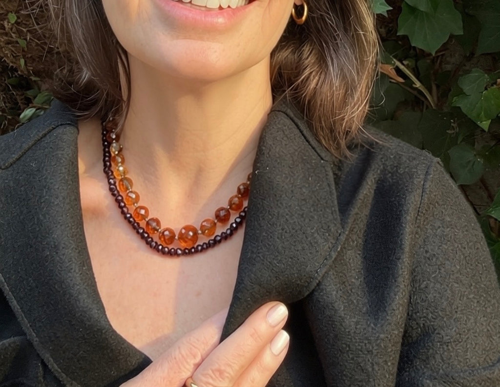 Antique Faceted Citrine Bead Necklace