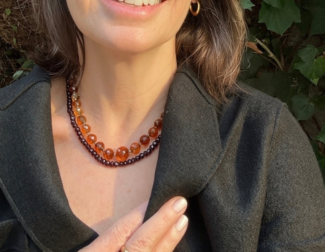 Antique Faceted Citrine Bead Necklace