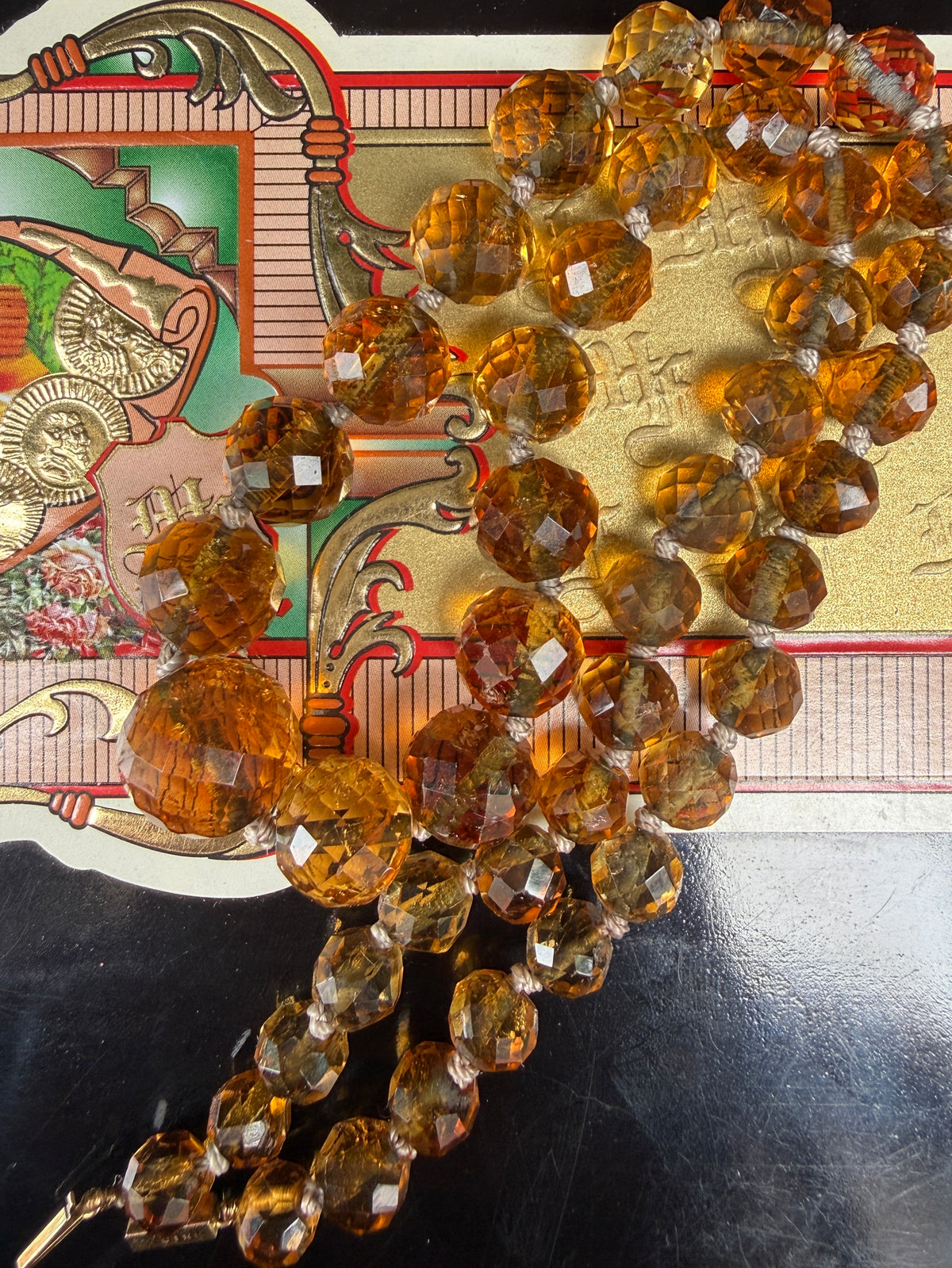 Antique Faceted Citrine Bead Necklace