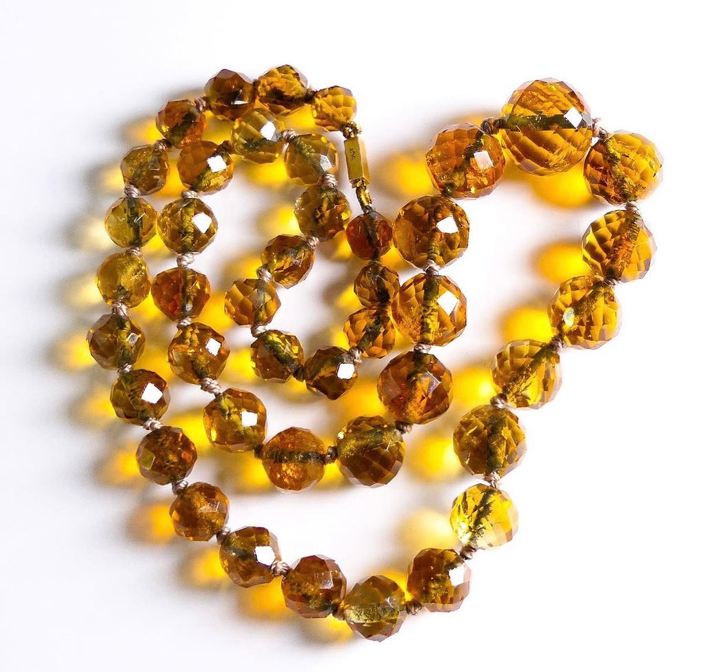 Antique Faceted Citrine Bead Necklace