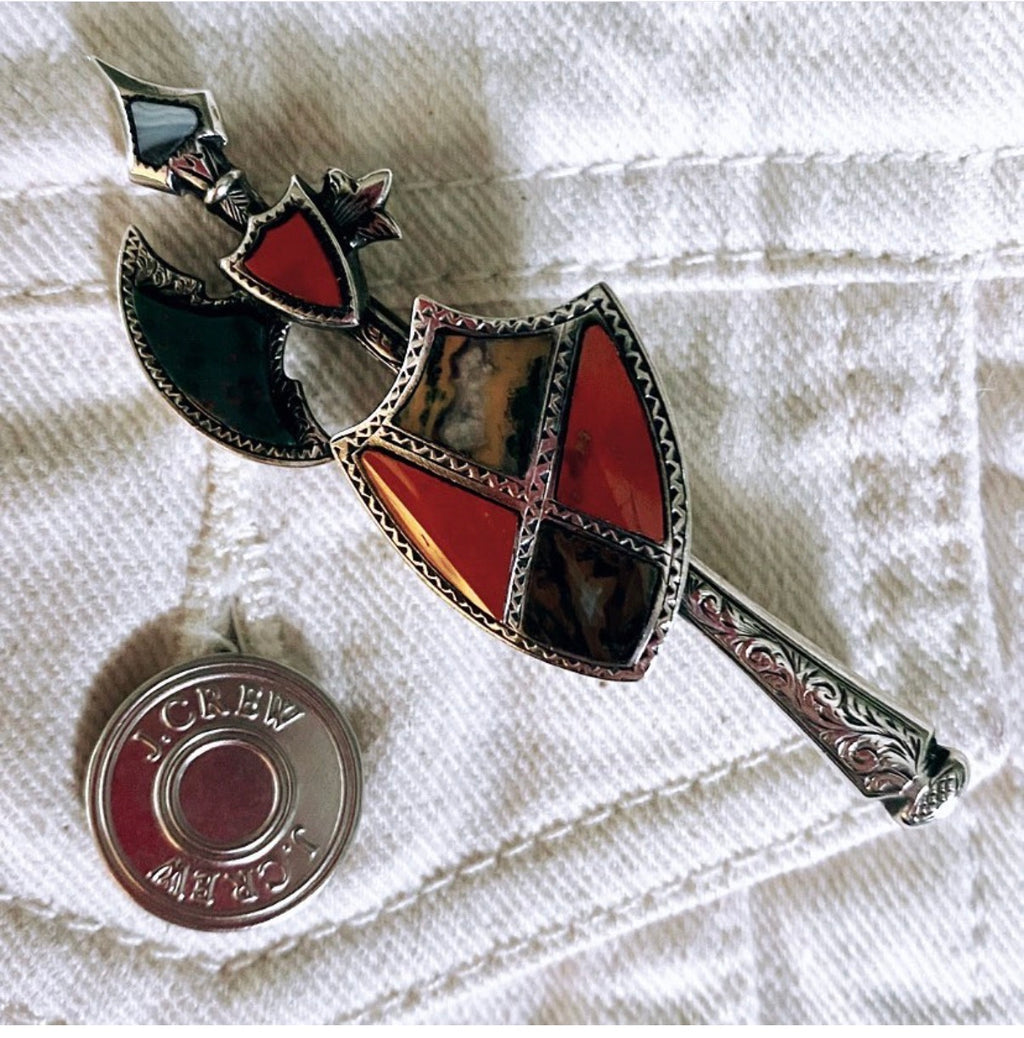 Scottish Agate Axe Brooch