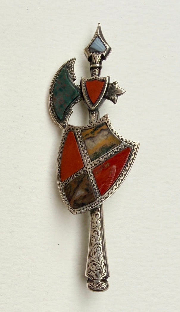 Scottish Agate Axe Brooch