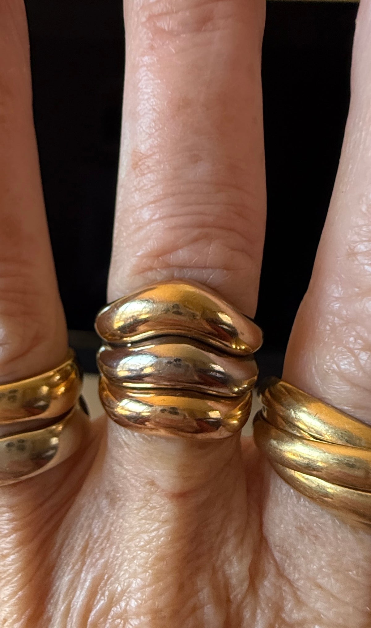Vintage Tri-Color 18k Gold Chevron Ring