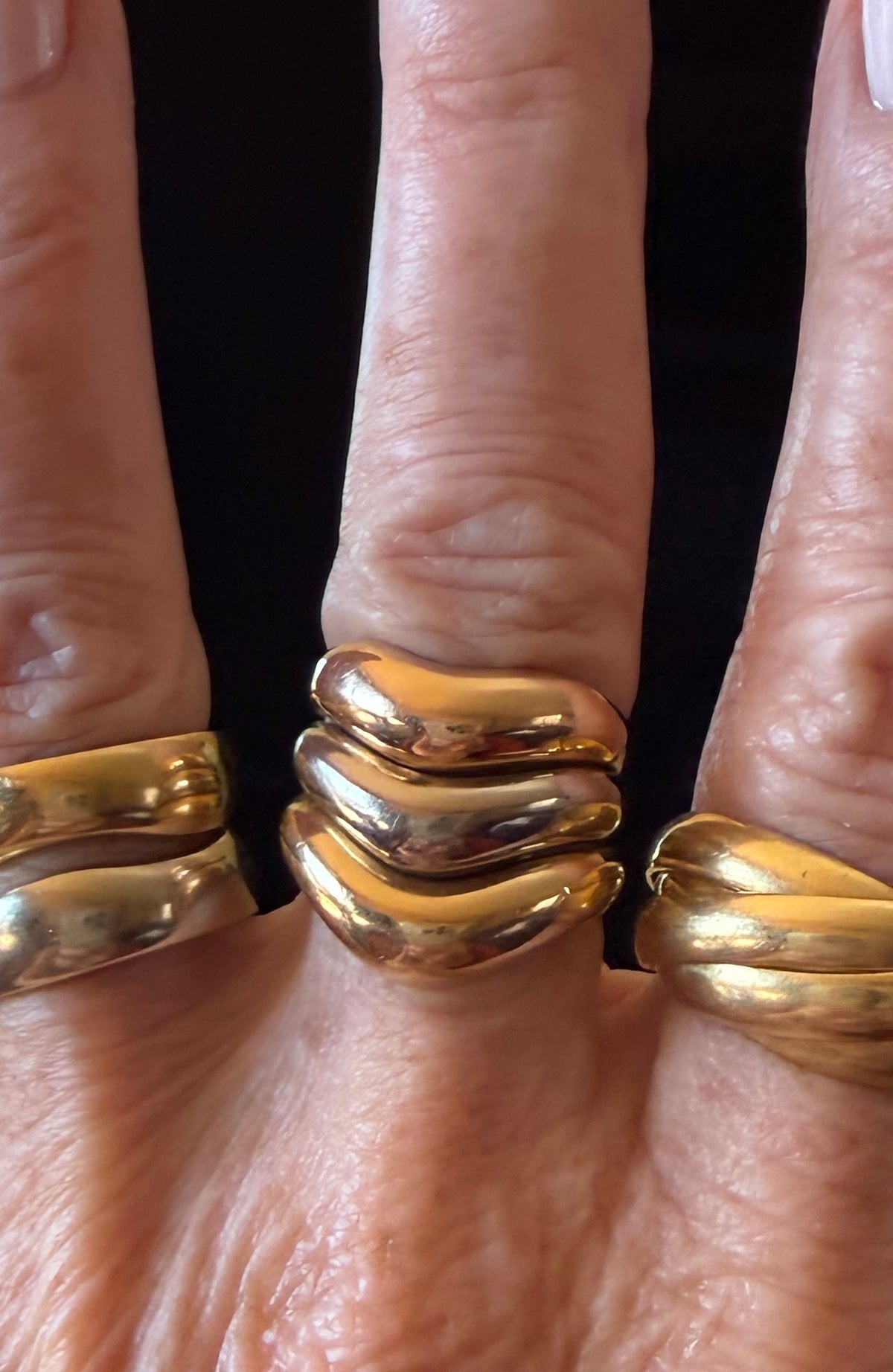 Vintage Tri-Color 18k Gold Chevron Ring
