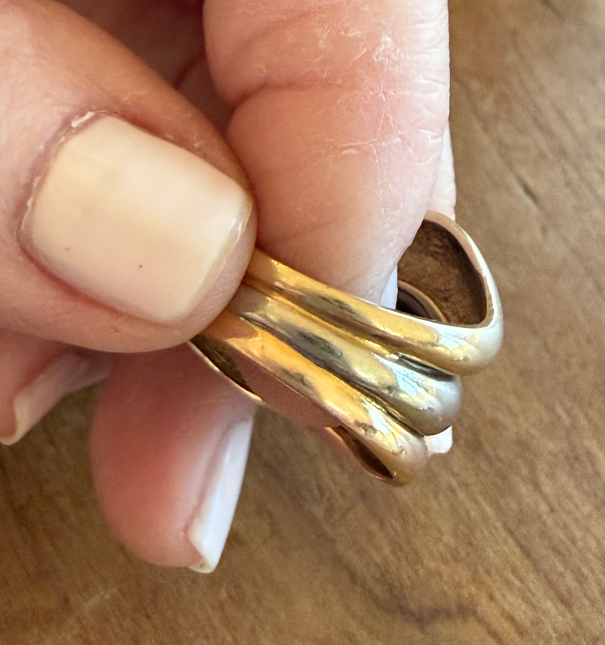 Vintage Tri-Color 18k Gold Chevron Ring