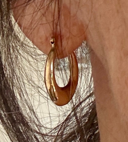 Vintage 14k Yellow Gold Puffy Hoop Earrings