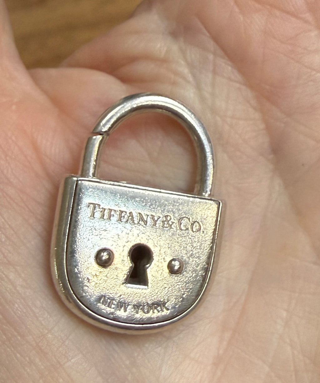 Vintage Tiffany Sterling Silver Cable Necklace with Padlock and Clasping end links