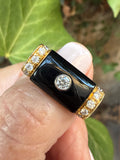 Vintage Onyx and Diamond Bar Ring