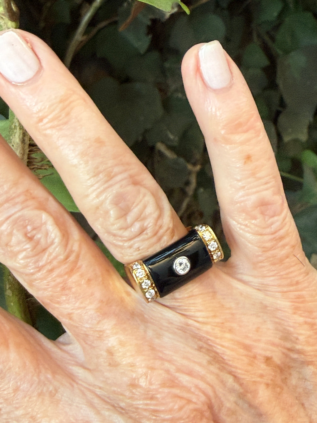 Vintage Onyx and Diamond Bar Ring