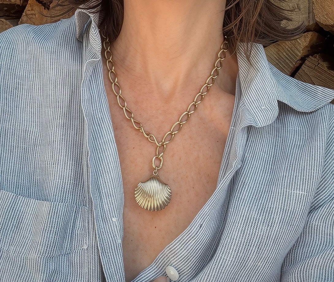 Antique Scallop Shell Pendant / Locket