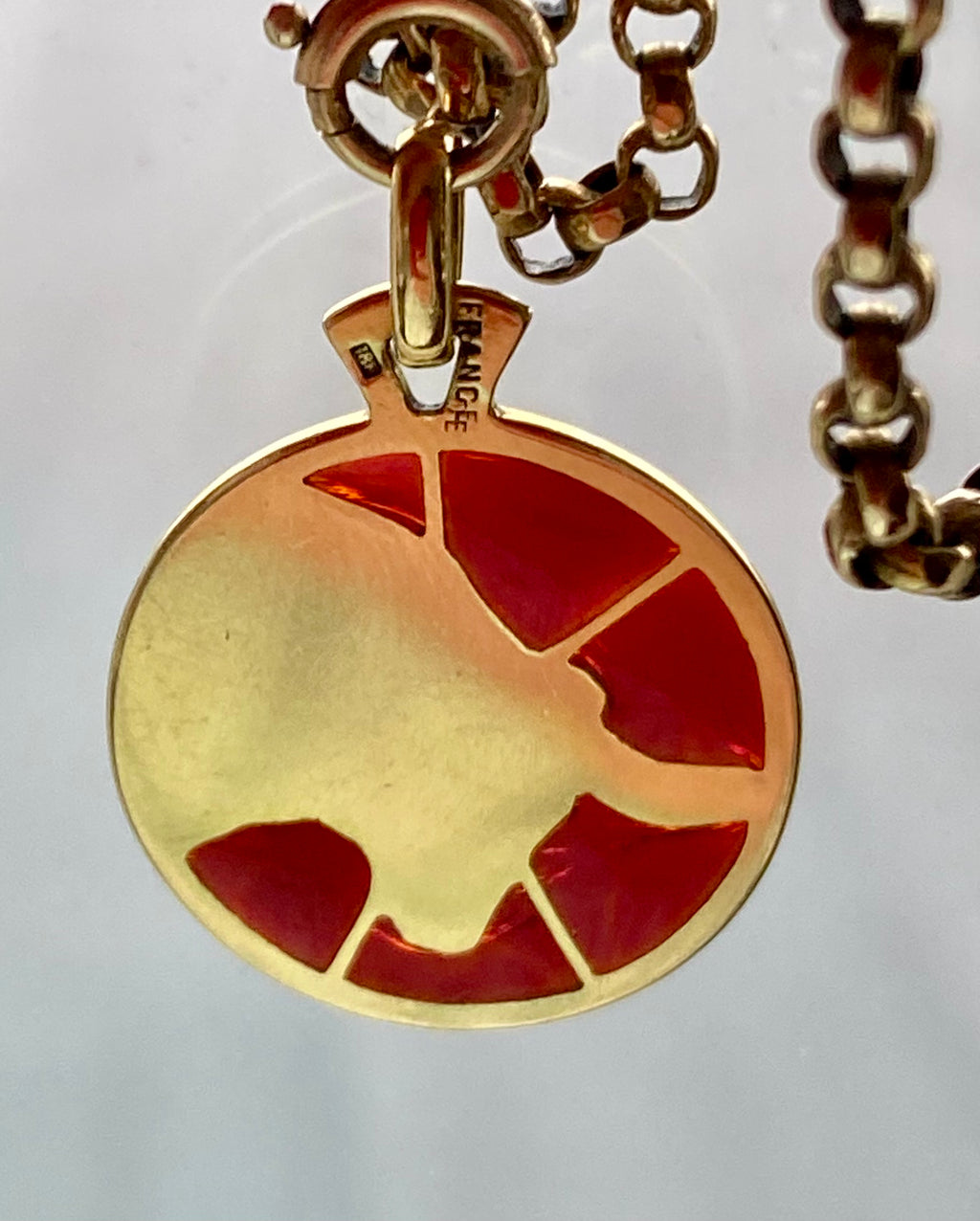 Arthus Bertrand 18k Gold Plique-à-Jour Taurus Zodiac Pendant