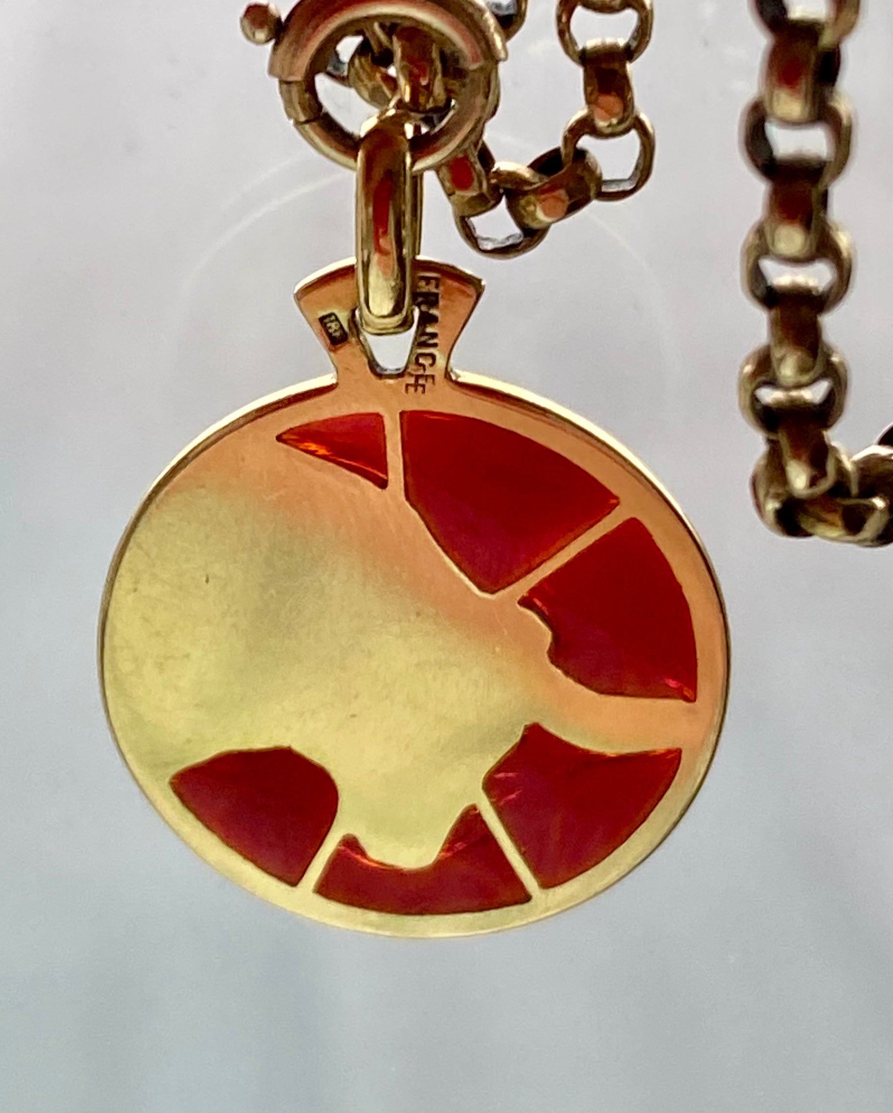 Arthus Bertrand 18k Gold Plique-à-Jour Taurus Zodiac Pendant