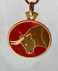 Arthus Bertrand 18k Gold Plique-à-Jour Taurus Zodiac Pendant