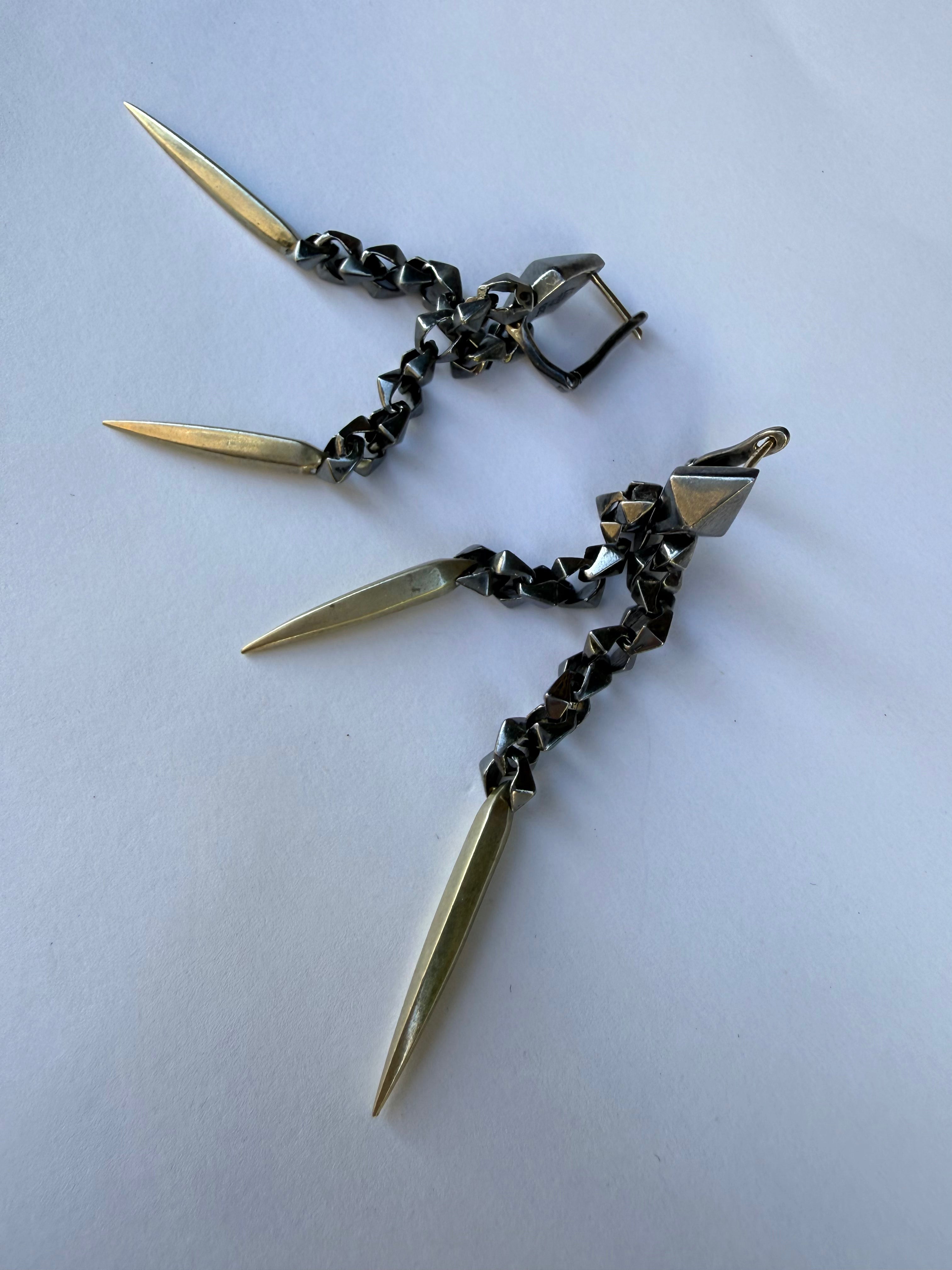 Vintage Stephen Webster Sterling Silver and 14k Chain Earrings