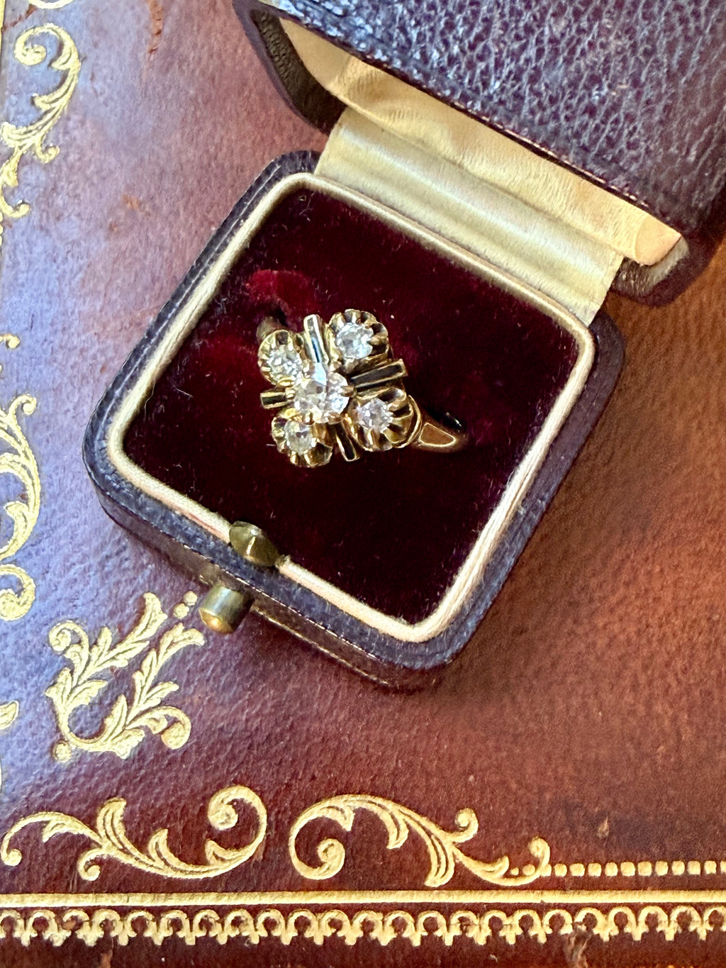 Old Mine Diamond Cluster Ring