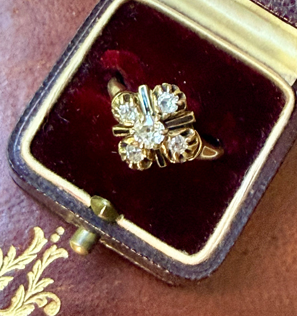 Old Mine Diamond Cluster Ring
