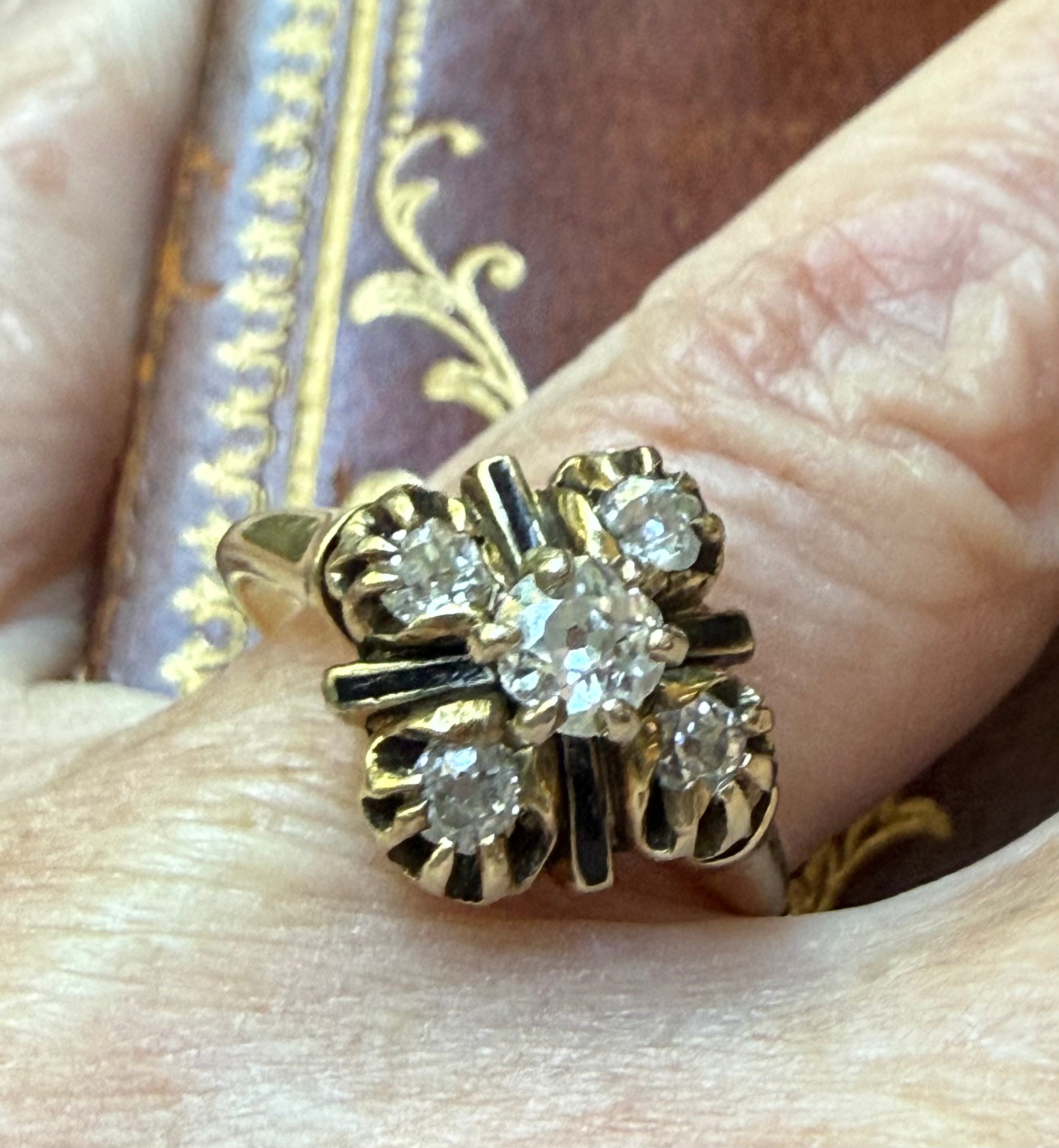 Old Mine Diamond Cluster Ring