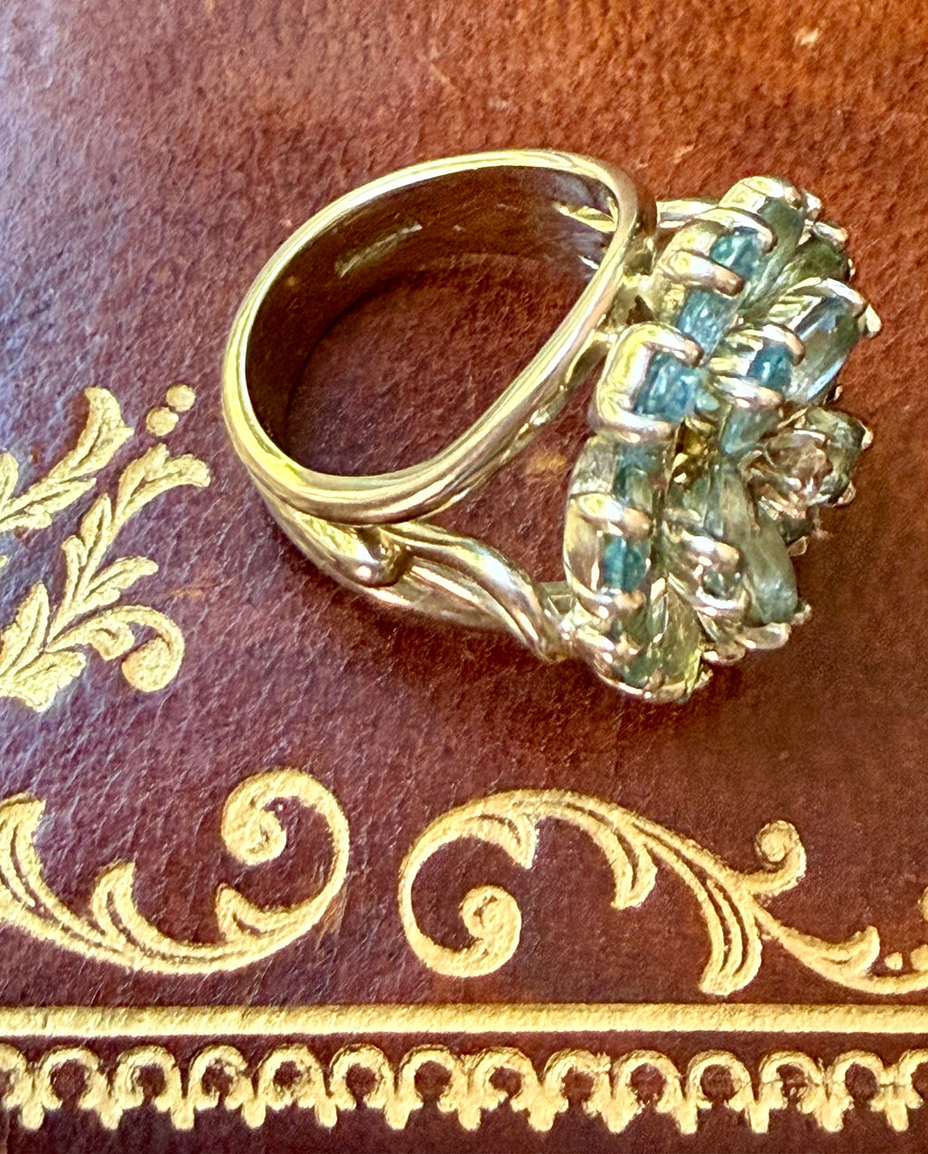 Vintage Aquamarine Flower Ring