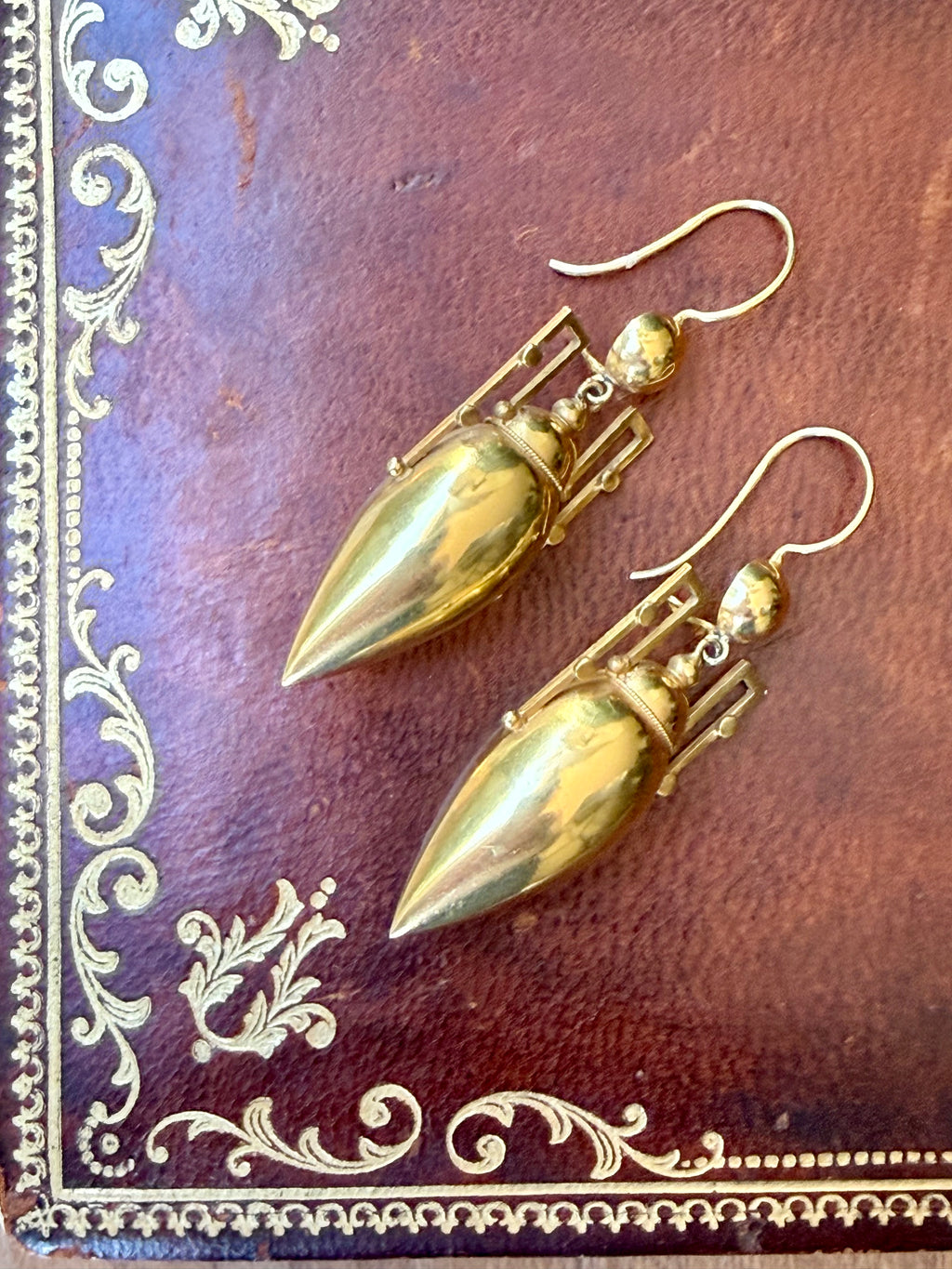Antique Etruscan Revival 15k Urn Earrings